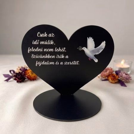 Kegyeleti Szív Díszíthető 15cm - Fekete