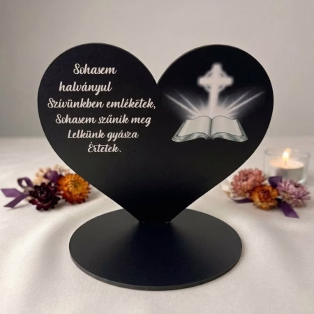 Kegyeleti Szív Díszíthető 15cm - Fekete