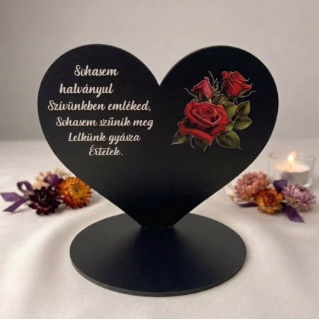 Kegyeleti Szív Díszíthető 15cm - Fekete